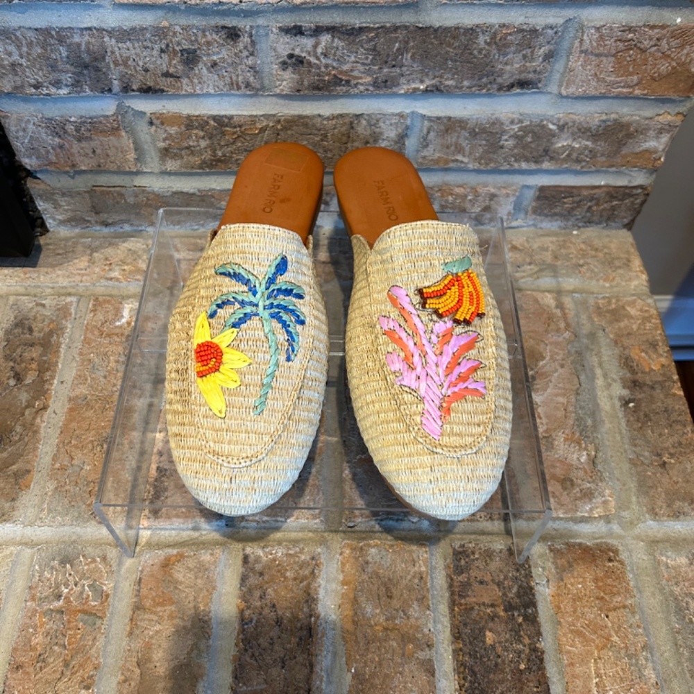 Farm Rio Tropical Beaded Raffia Mule - Size US 11 - Picture 9 of 9